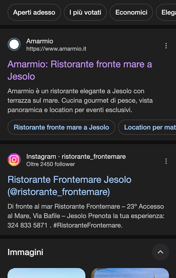Keyword research SEO per il Ristorante Amarmio a Jesolo