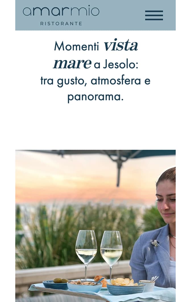 Pagina del sito Amarmio dedicata a location matrimoni fronte mare a Jesolo