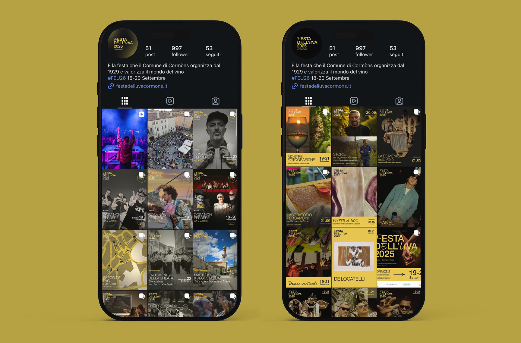 Profili Instagram Festa dell'Uva 2025 e 2026