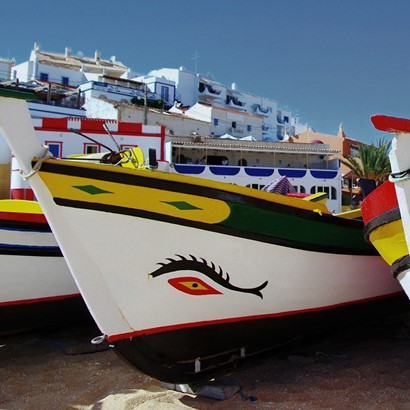fishing boats on the beach, Algarve, Portugal