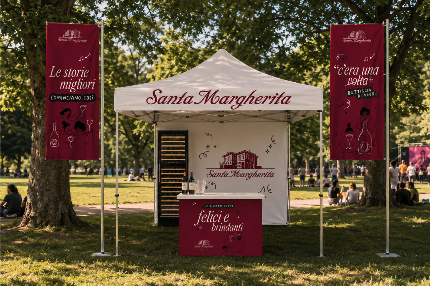 Stand Santa Margherita con vele personalizzate a Party Like a Deejay