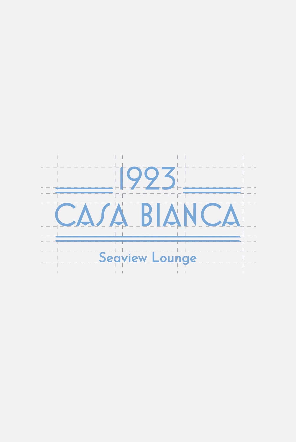 Costruzione del logo orizzontale 1923 Casa Bianca Seaview Lounge