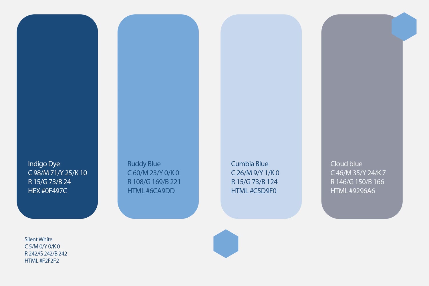 Palette colori della brand identity 1923 Casa Bianca ispirata al mare