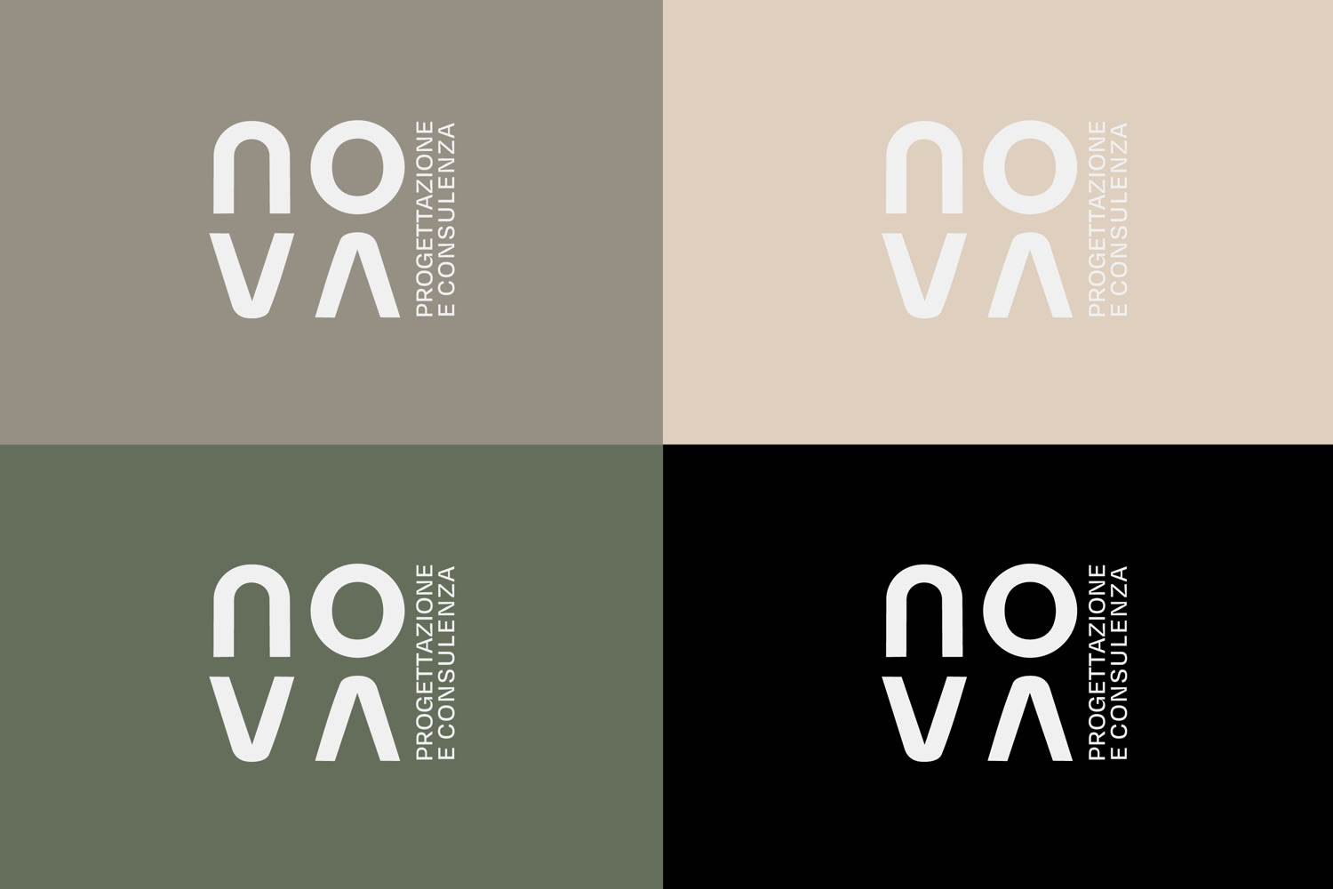 Varianti colore del logo NOVA sulla palette del brand