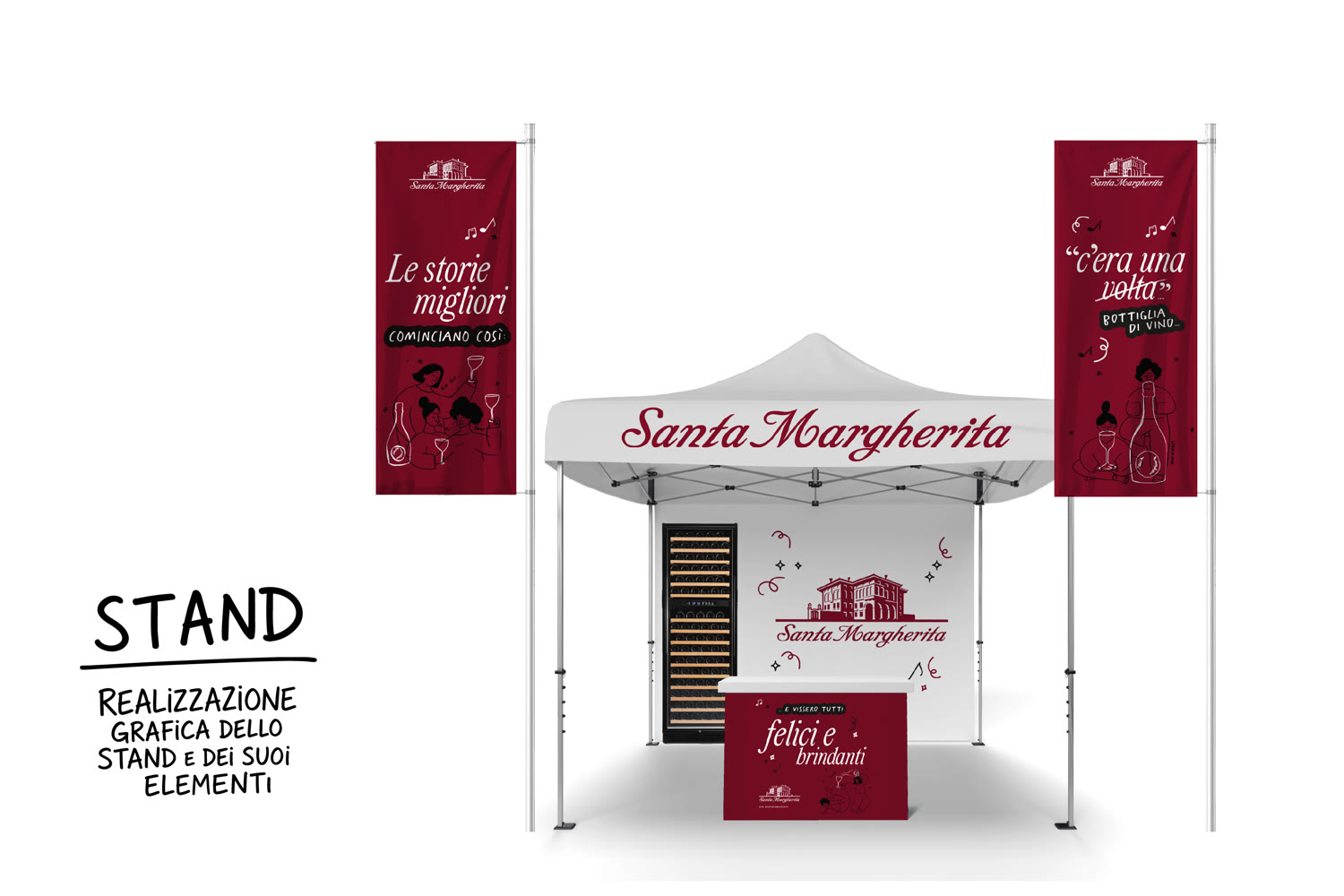 Realizzazione grafica dello stand Santa Margherita e dei suoi elementi