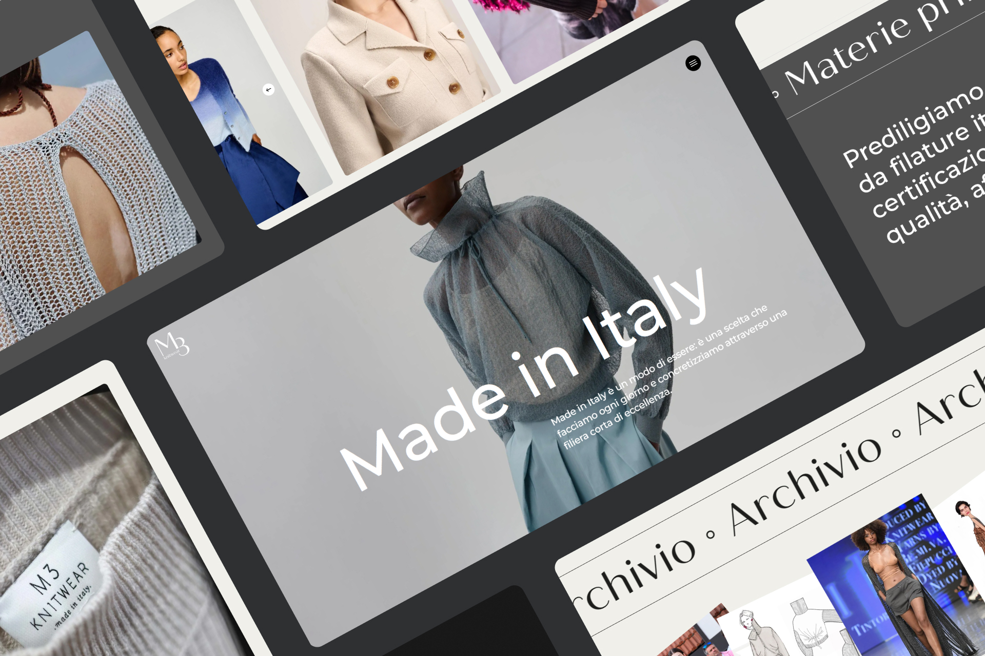 Sito web M3 Knitwear: maglieria Made in Italy e materie prime certificate