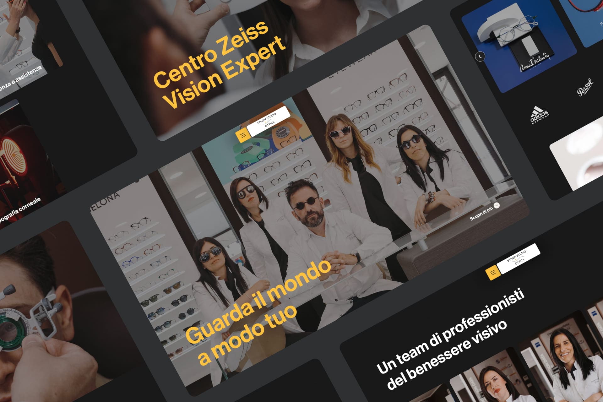 Homepage del sito web realizzato per Stiven Studio Ottica
