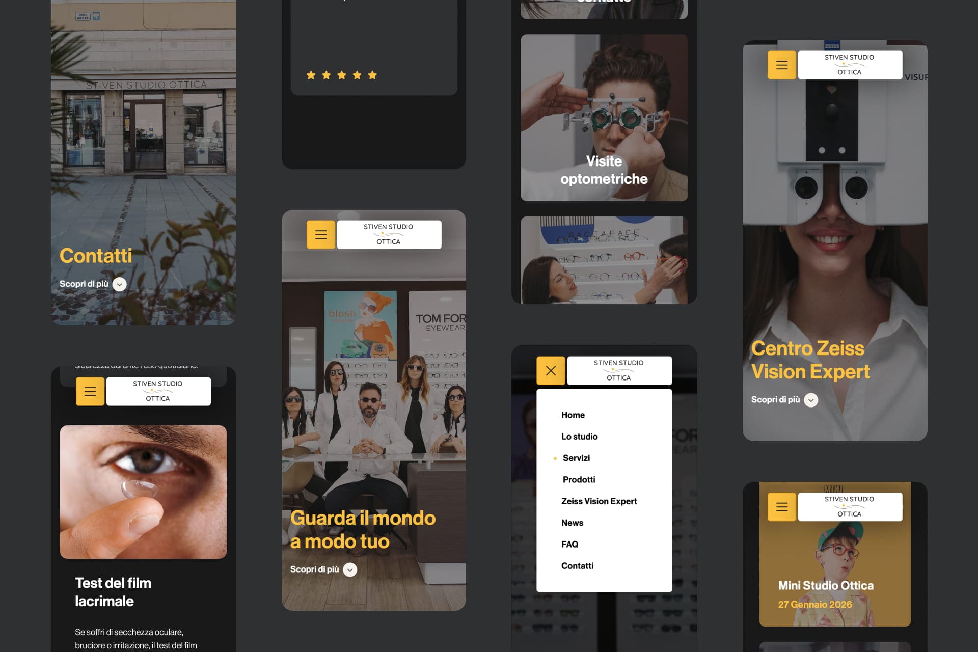Pagina del sito dedicata ai servizi specialistici di Stiven Studio Ottica